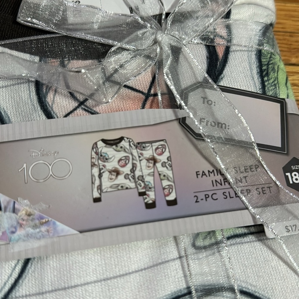 COPY Disney 100 family PJ set white matching 2pc pjs 18mo - Picture 2 of 3